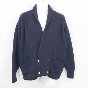 Roots Hand Loomed Wool 2 button Cardigan Navy Blue Size Medium